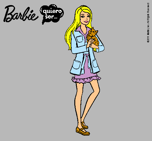 Dibujo Barbie con un gatito pintado por liborytmma