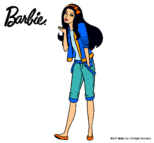 Dibujo Barbie con look casual pintado por vanetxu