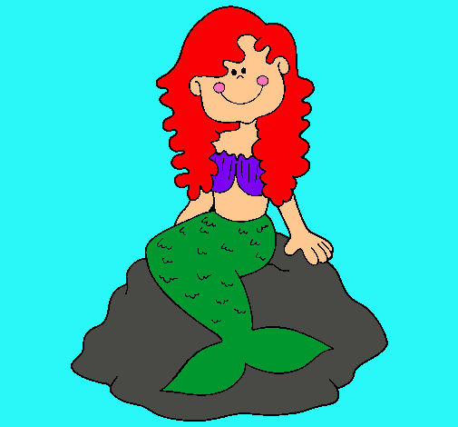 Dibujo Sirena sentada en una roca pintado por selenacam