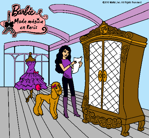 Dibujo Barbie delante del armario pintado por Amadix