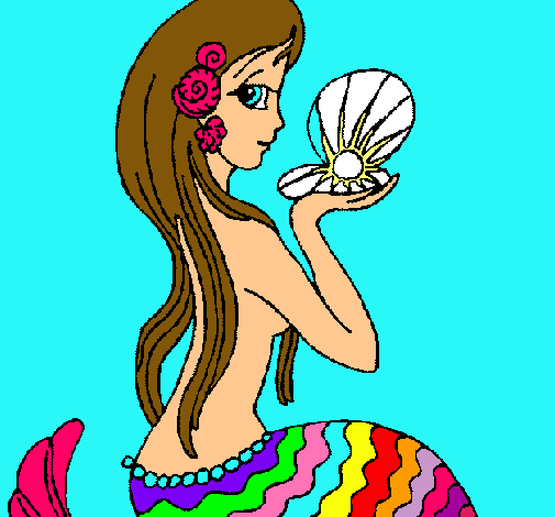 Dibujo Sirena y perla pintado por selenacam