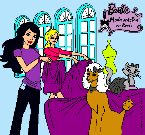 Dibujo Barbie y su amiga mirando ropa pintado por Amadix
