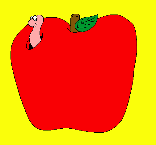 Dibujo Gusano en la fruta pintado por abigail_14julio