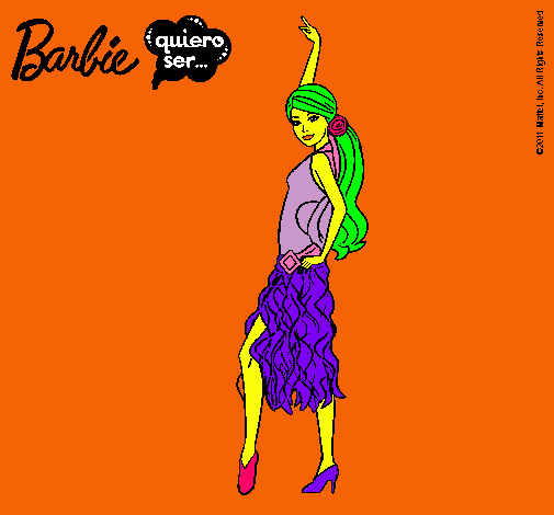 Dibujo Barbie flamenca pintado por m8n6ca