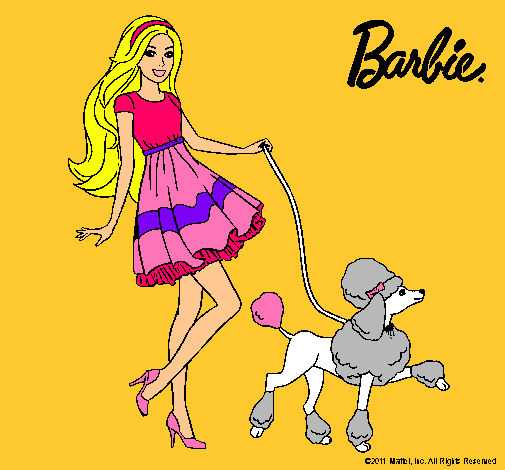 Dibujo Barbie paseando a su mascota pintado por vanetxu