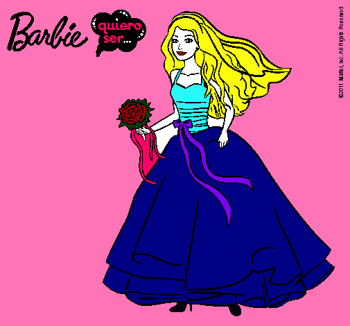 Dibujo Barbie vestida de novia pintado por bizz