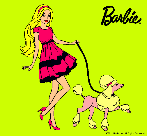 Dibujo Barbie paseando a su mascota pintado por Lydia