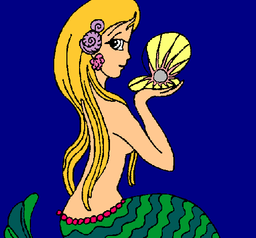 Dibujo Sirena y perla pintado por Nayla