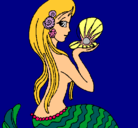Dibujo Sirena y perla pintado por Nayla