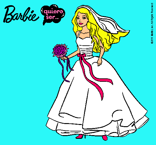 Dibujo Barbie vestida de novia pintado por javiboza