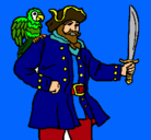 Dibujo Pirata con un loro pintado por kapo