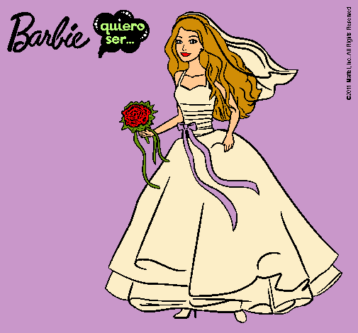 Dibujo Barbie vestida de novia pintado por Lydia