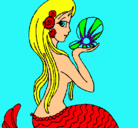Dibujo Sirena y perla pintado por mluz
