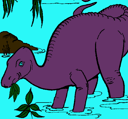 Dibujo Dinosaurio comiendo pintado por Nayla