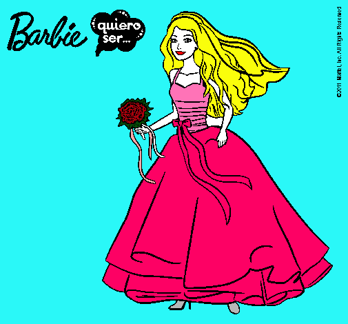 Dibujo Barbie vestida de novia pintado por bizz