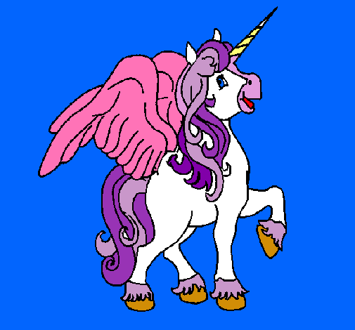 Dibujo Unicornio con alas pintado por anivegas