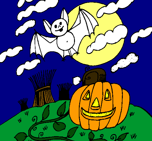 Dibujo Paisaje de Halloween pintado por imno