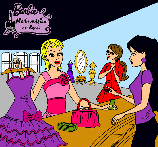 Dibujo Barbie en una tienda de ropa pintado por Amadix