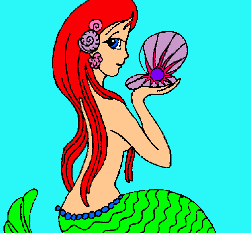 Dibujo Sirena y perla pintado por anivegas