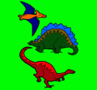 Dibujo Tres clases de dinosaurios pintado por NeoDarck