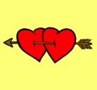 Dibujo Dos corazones con una flecha pintado por happyhappy