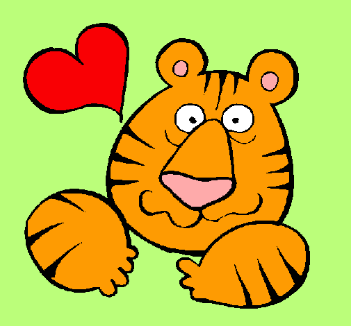 Dibujo Tigre loco de amor pintado por happyhappy