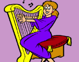 Dibujo Mujer tocando la arpa pintado por greta