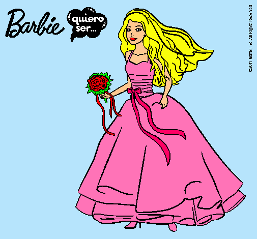 Dibujo Barbie vestida de novia pintado por gemagm