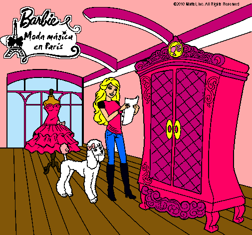 Dibujo Barbie delante del armario pintado por MACARENA_21