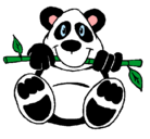 Dibujo Oso panda pintado por manchitas