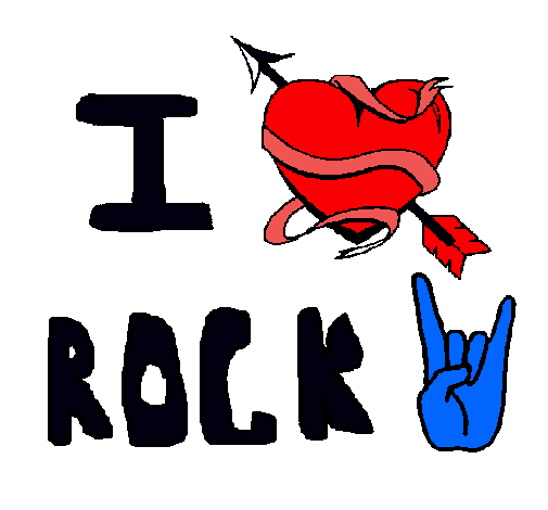 Dibujo I love rock pintado por antiito