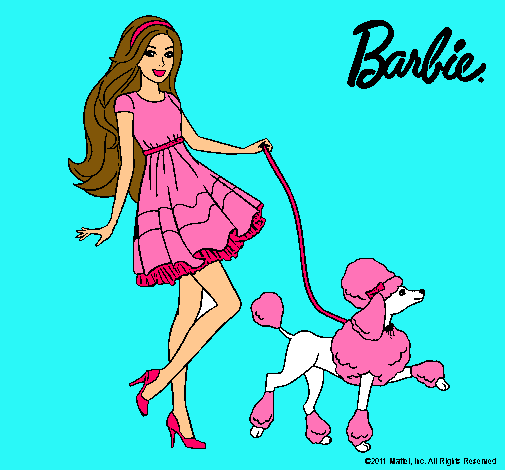 Dibujo Barbie paseando a su mascota pintado por selenacam