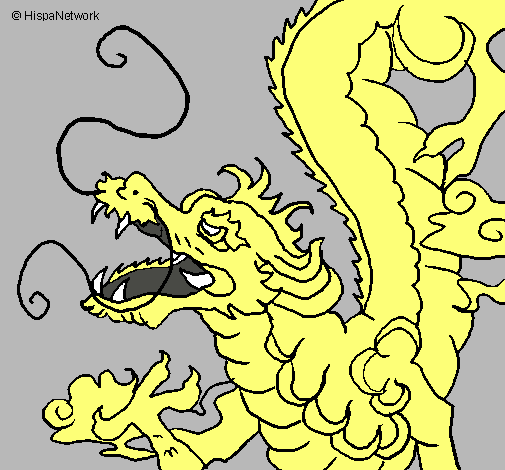 Dibujo Dragón japonés pintado por wizthe