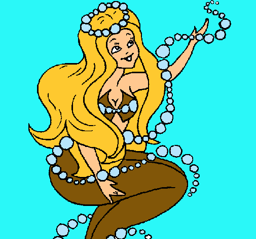 Dibujo Sirena entre burbujas pintado por wizthe