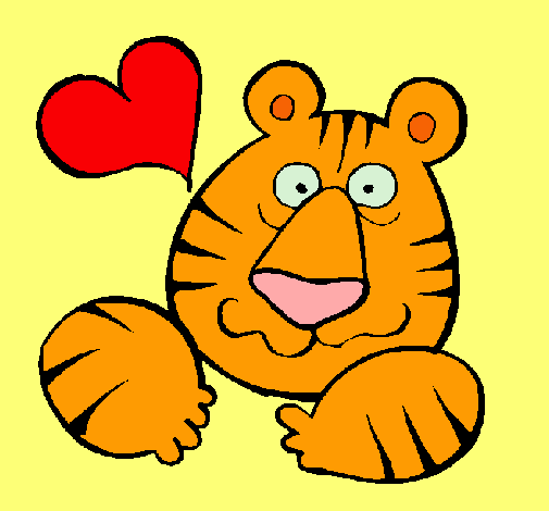 Dibujo Tigre loco de amor pintado por Luzia