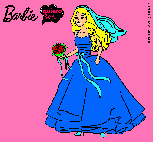 Dibujo Barbie vestida de novia pintado por lorenika121