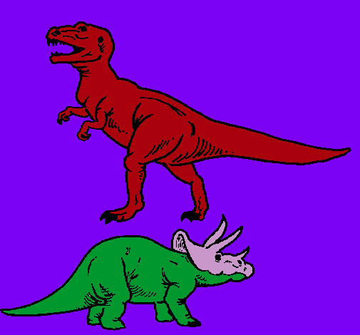 Dibujo Triceratops y tiranosaurios rex pintado por BUCANERA_ISSI