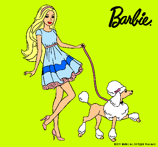 Dibujo Barbie paseando a su mascota pintado por elnitaguay