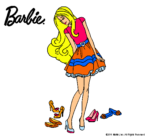 Dibujo Barbie y su colección de zapatos pintado por vanetxu