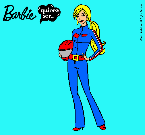 Dibujo Barbie piloto de motos pintado por molybella