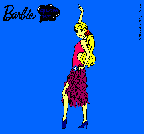 Dibujo Barbie flamenca pintado por bizz