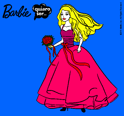 Dibujo Barbie vestida de novia pintado por bizz