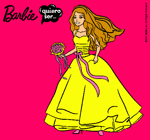 Dibujo Barbie vestida de novia pintado por naipí