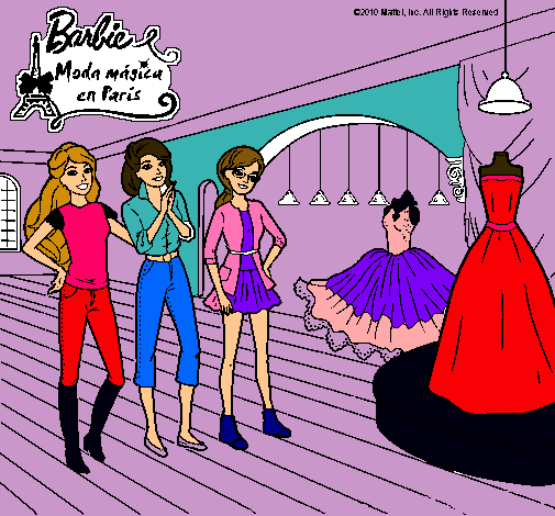 Dibujo Barbie mirando vestidos pintado por dadalume