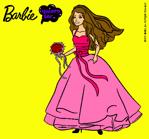 Dibujo Barbie vestida de novia pintado por valuu