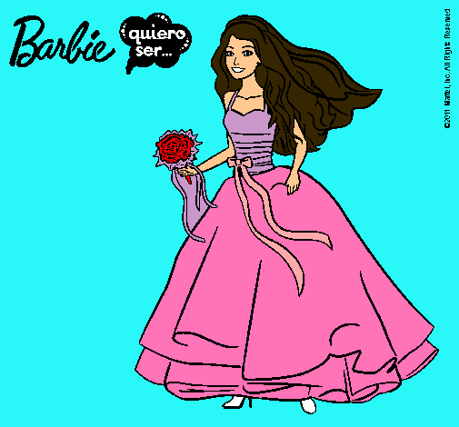 Dibujo Barbie vestida de novia pintado por dadalume