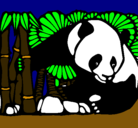 Dibujo Oso panda y bambú pintado por matrix