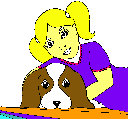Dibujo Niña abrazando a su perro pintado por pagra