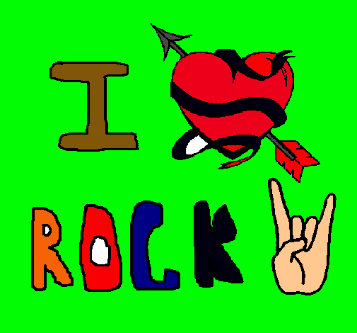 Dibujo I love rock pintado por axelittox