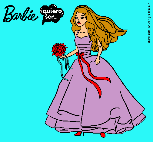 Dibujo Barbie vestida de novia pintado por naipí